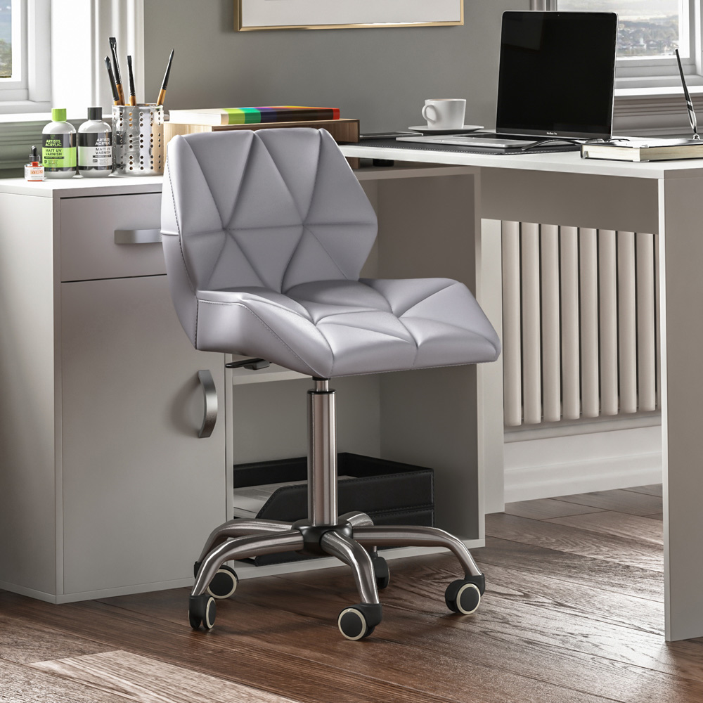 Vida Designs Grey PU Faux Leather Swivel Office Chair Image 7