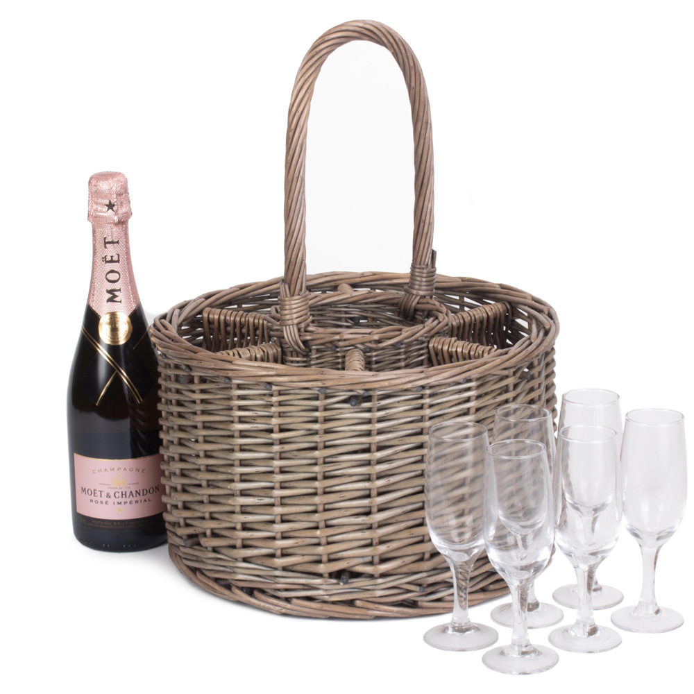 Red Hamper Special Event Wicker Basket with Wine Glasses Image 2