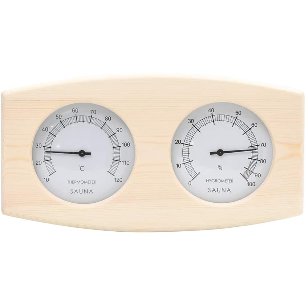 Walplus 2-in-1 Solid Pine Wood Sauna Hygrothermograph and Sand Timer Set Image 3