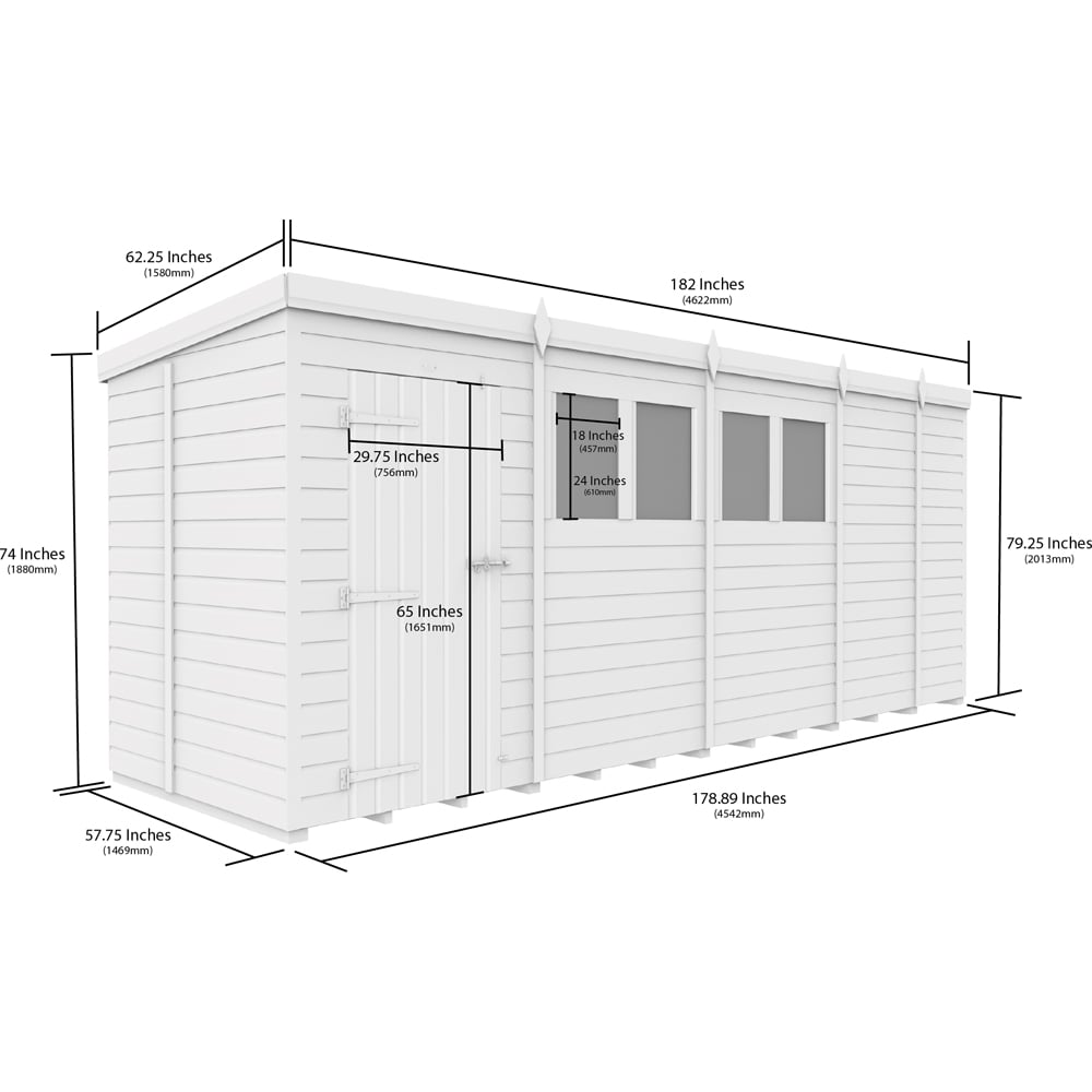 DIY Sheds 17 x 5ft Tongue and Groove Timber Pent Garden Shed Image 8