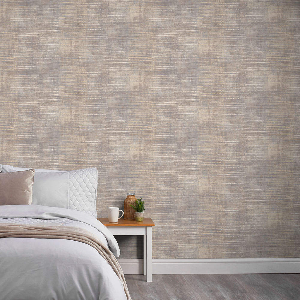 Grandeco Urban Stripe Distressed Metallic Neutral Textured Wallpaper Image 3