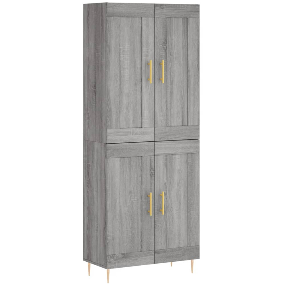 vidaXL 4 Door Grey Sonoma Tall Highboard with Gold Handle Image 2