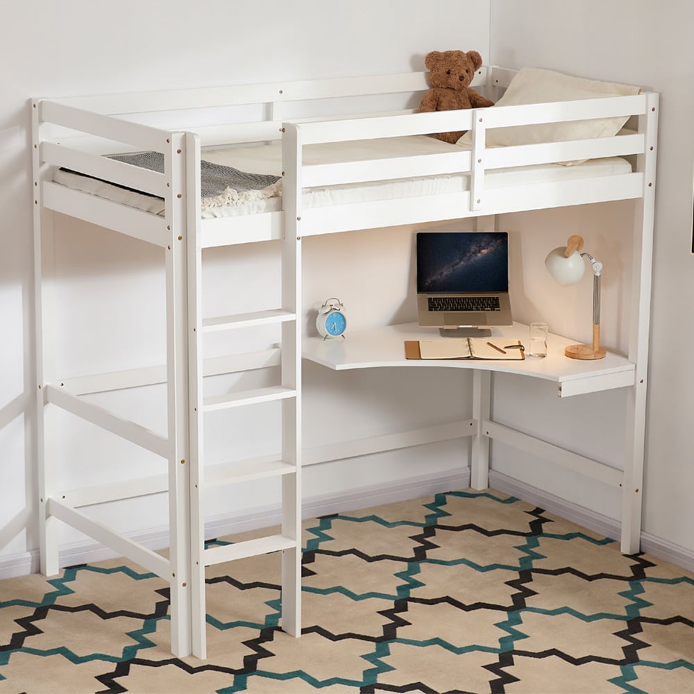 Vida Designs Sydney White High Sleeper with Desk Image 1