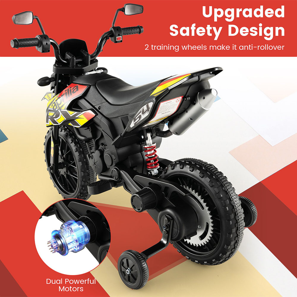 Costway Black Battery Powered Toddler Motorbike with Music Image 7