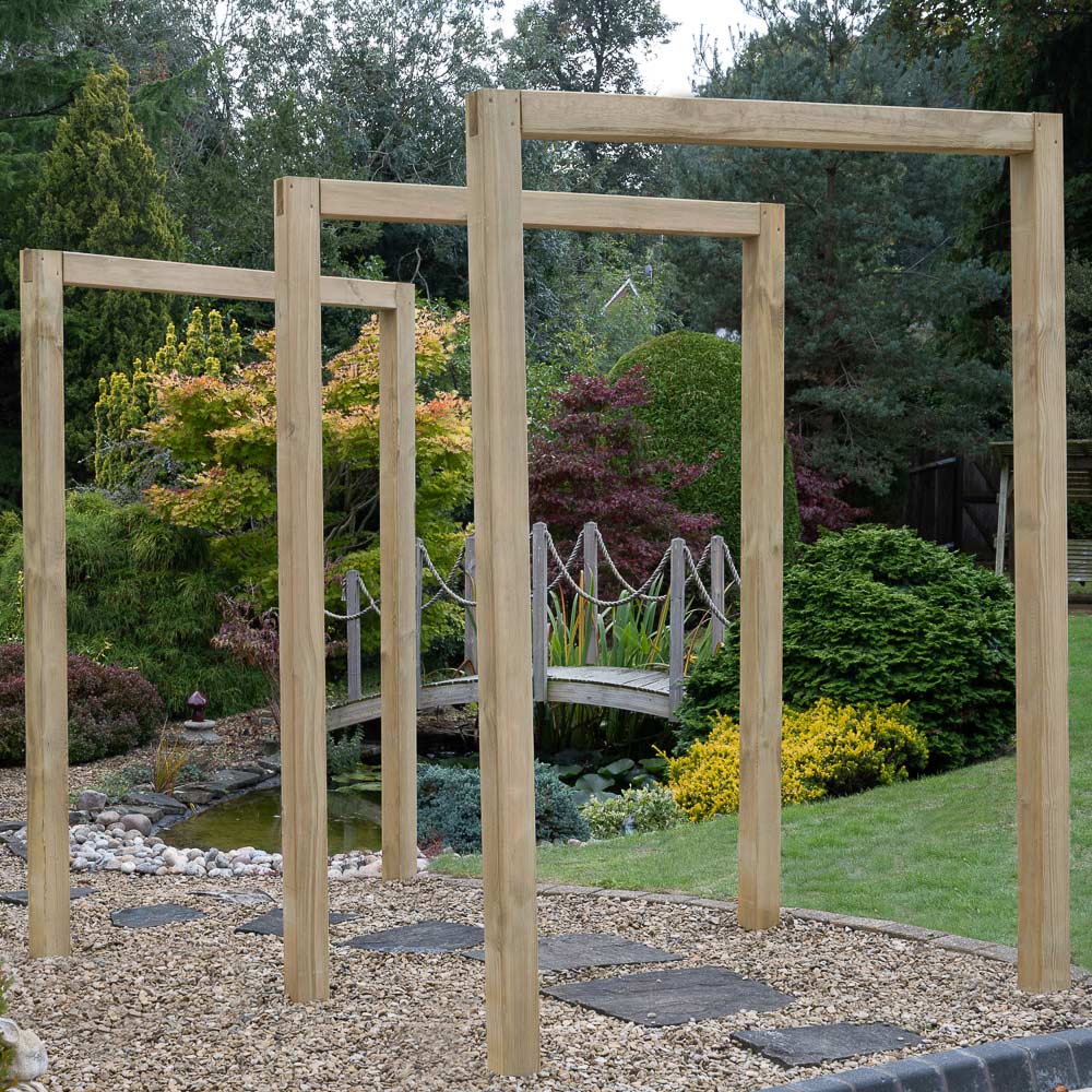 Forest Garden 3 Sleeper Arch Set with Trellis Sides Image 1