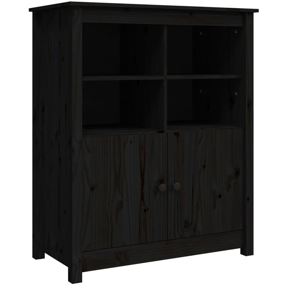 vidaXL 2 Door 4 Shelf Black Wooden Sideboard Image 2