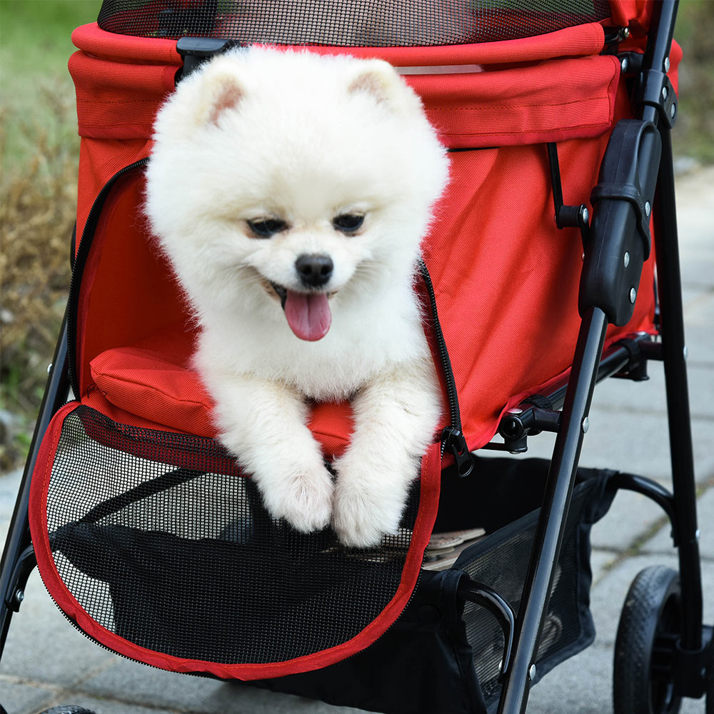 PawHut 4 Wheel Pet Stroller Red Image 6