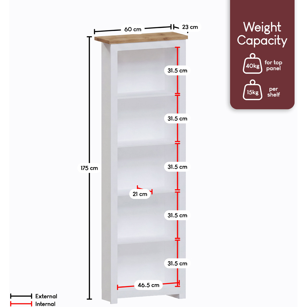 VIDA DESIGNS Arlington 5 Shelf White Bookcase Image 9