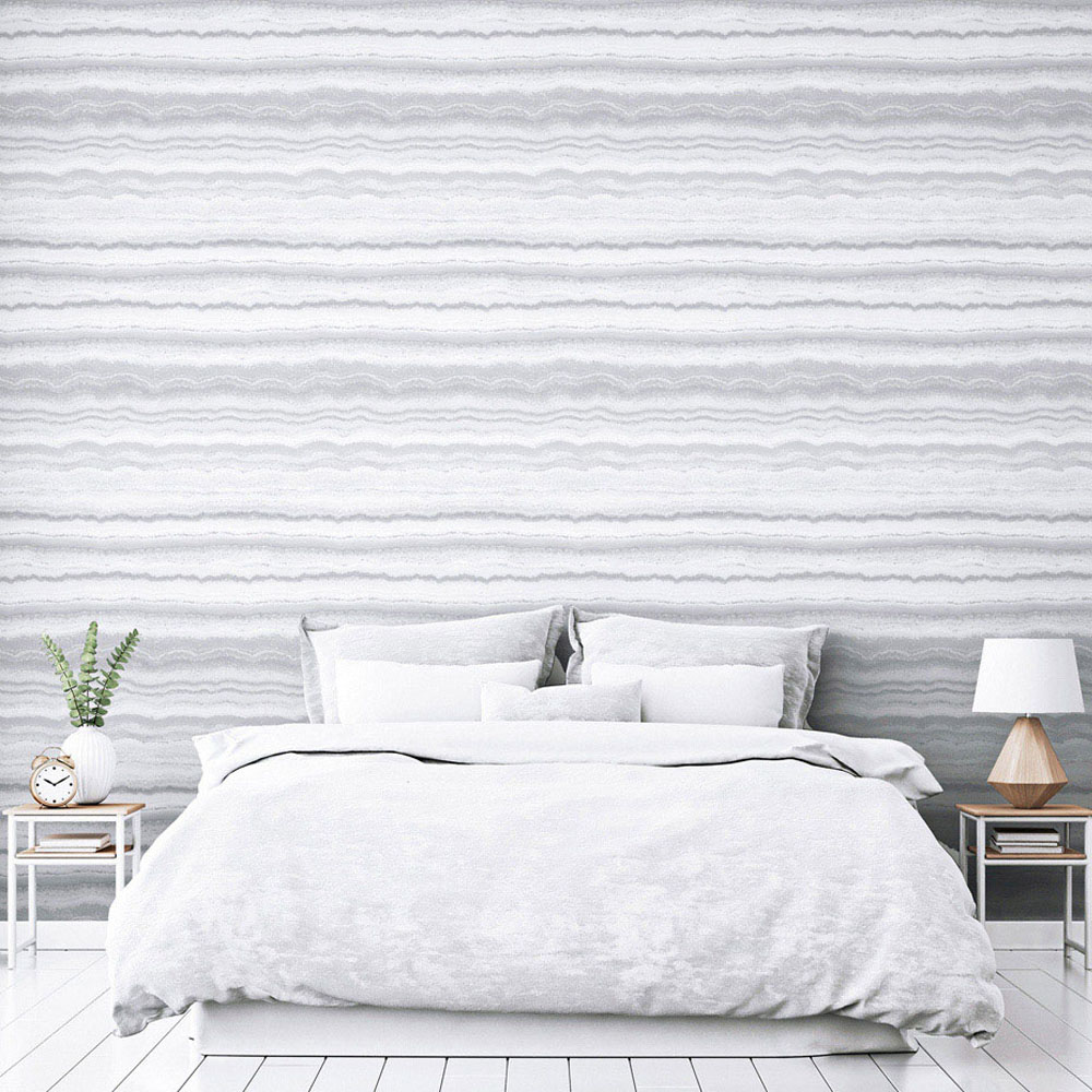 Arthouse Mineral Stripe White and Silver Wallpaper Image 3