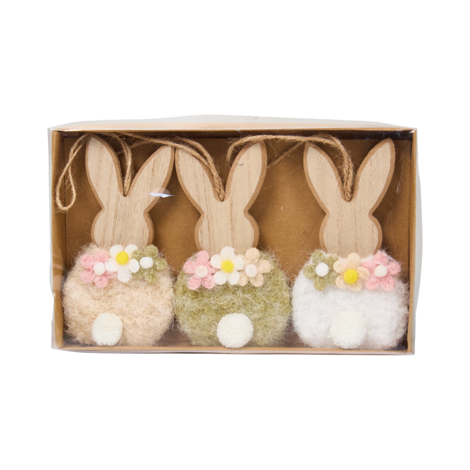 Set of 3 Wooden Rabbits Image 3