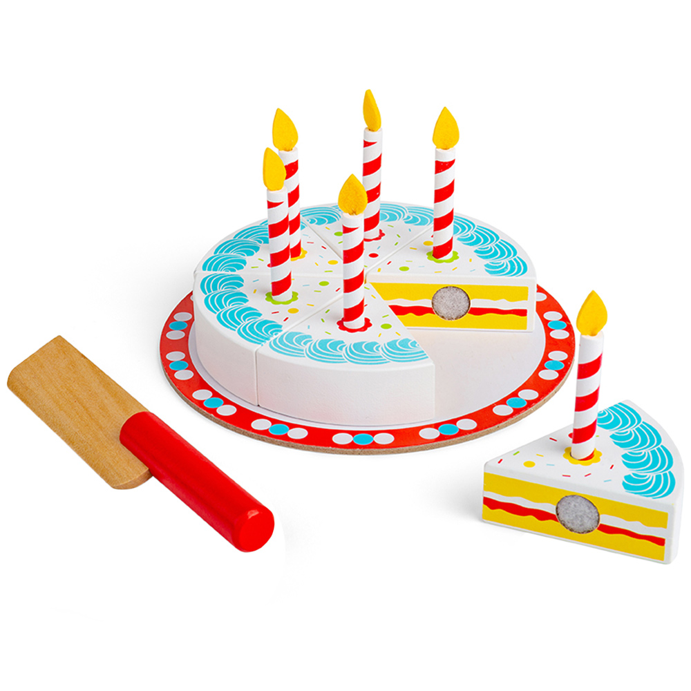 Bigjigs Toys Wooden Birthday Cake with Candles Multicolour Image 1