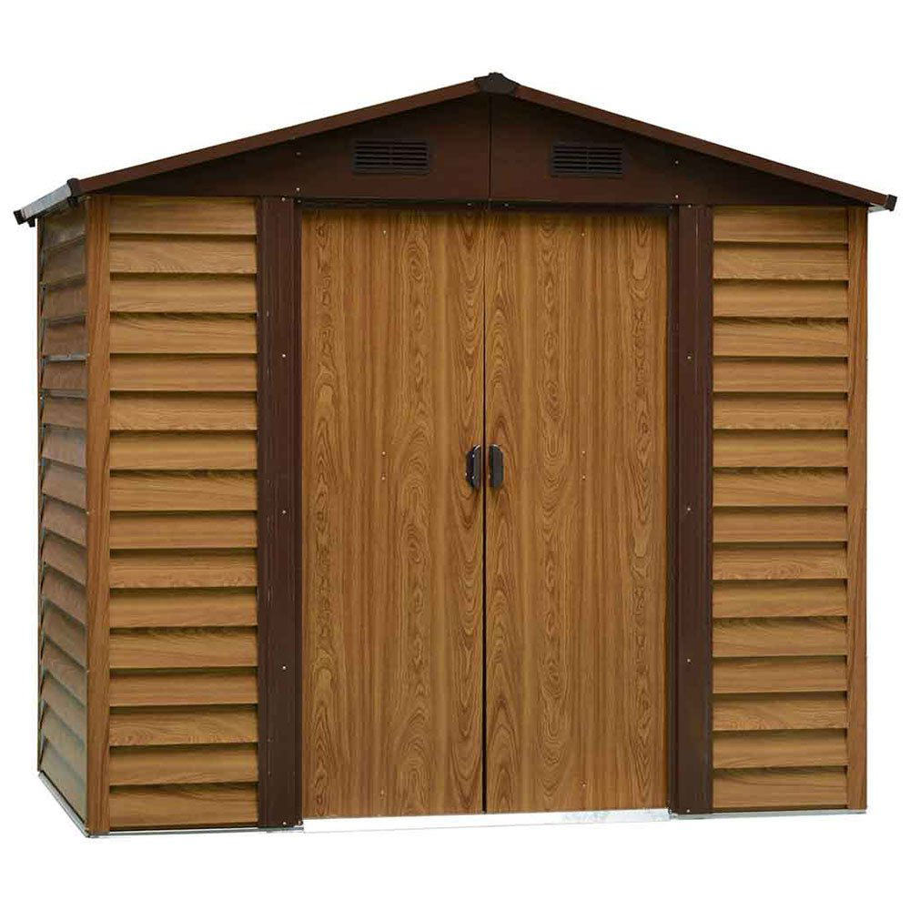 Outsunny Brown Metal Garden Shed 2.43 x 1.82m Image 1