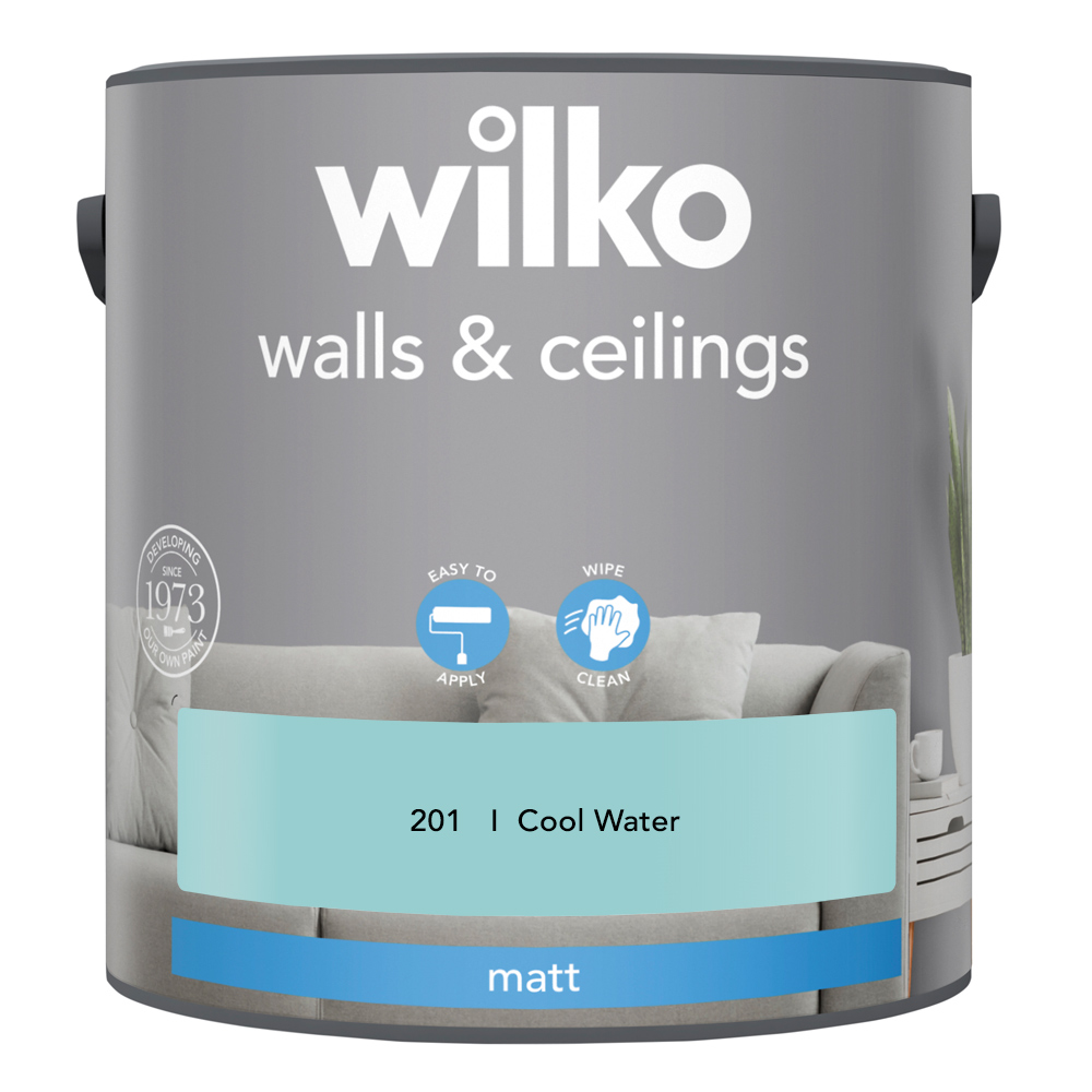 Wilko Walls & Ceilings Cool Water Matt Emulsion Paint 2.5L Image 2
