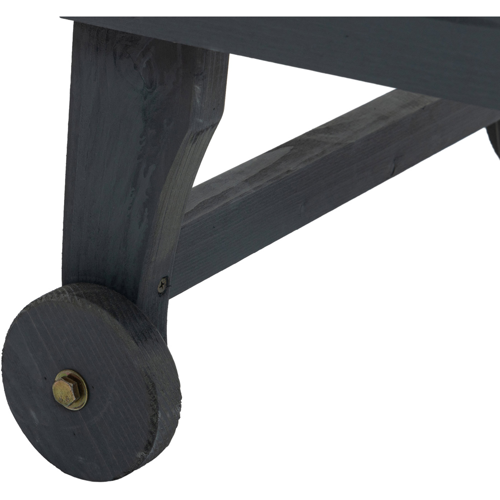 Outsunny Grey Wooden Sun Lounger with Pull Out Table Image 3