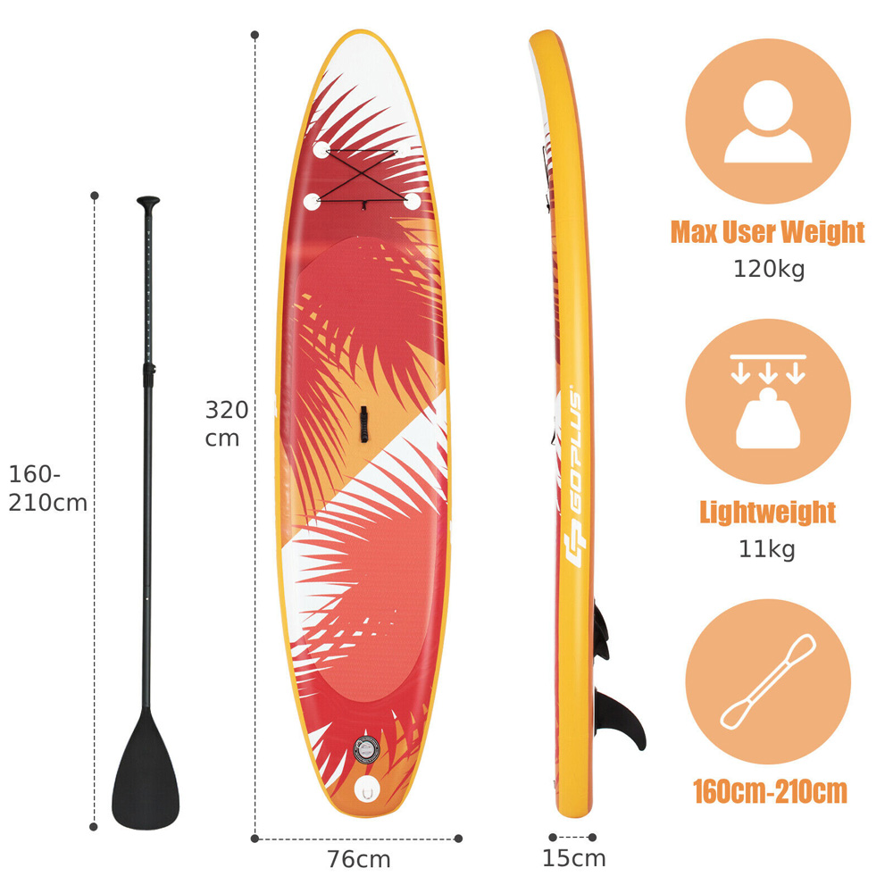 Costway Inflatable Non Slip Deck Stand Up Paddle Board 10.5ft Image 9