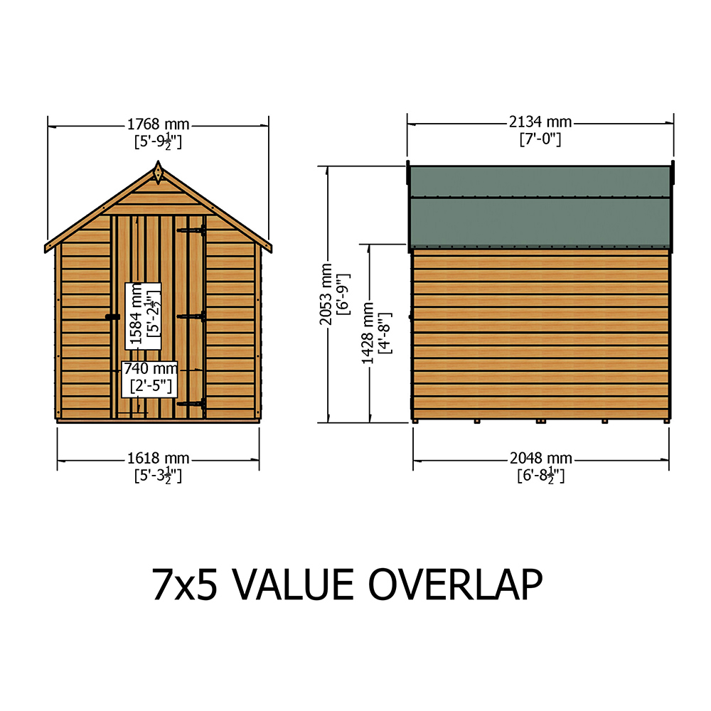 Shire 7 x 5ft Dip Treated Overlap Shed Image 5