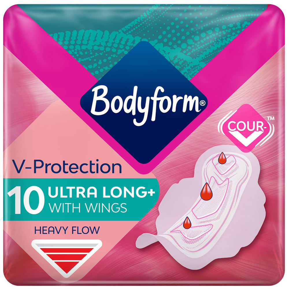 Bodyform Long Sanitary Towels with Wings 10 Pack Image 1