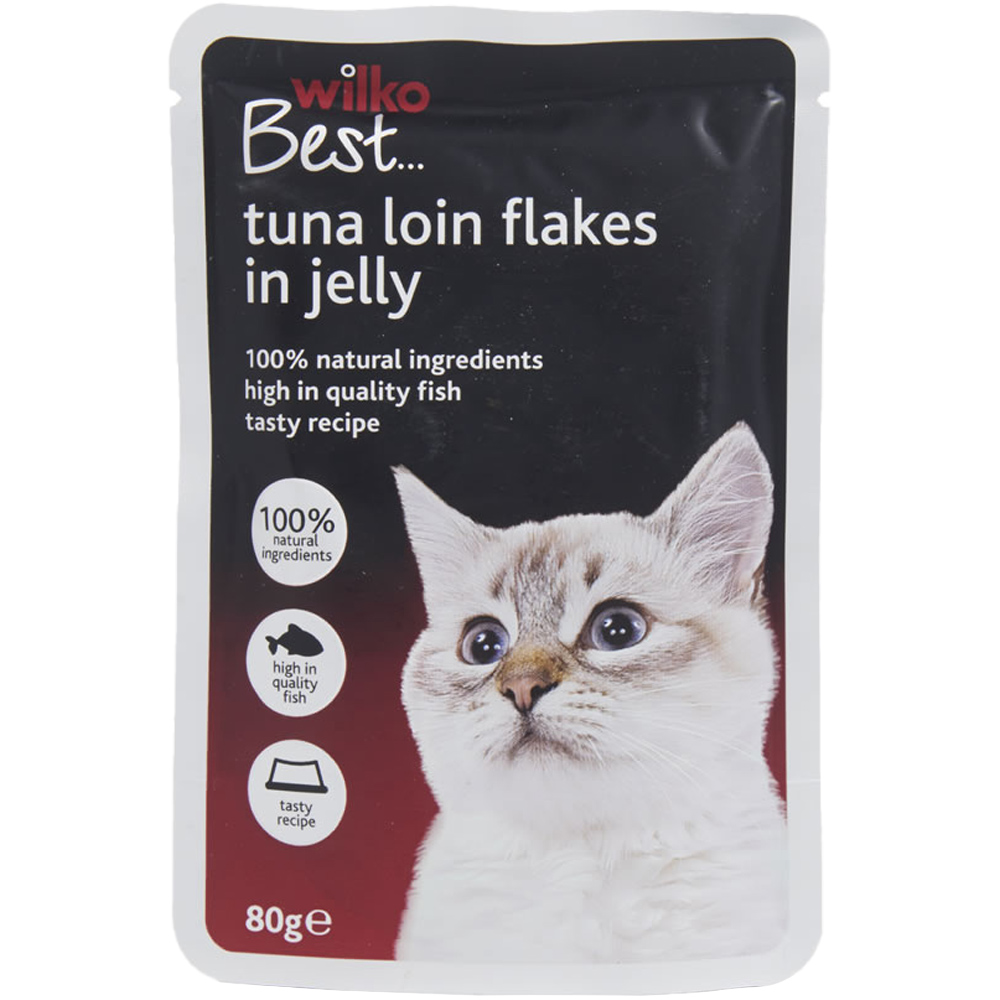 Wilko Best Tuna Loin Flakes in Jelly Cat Food Pouch 80g Image 1