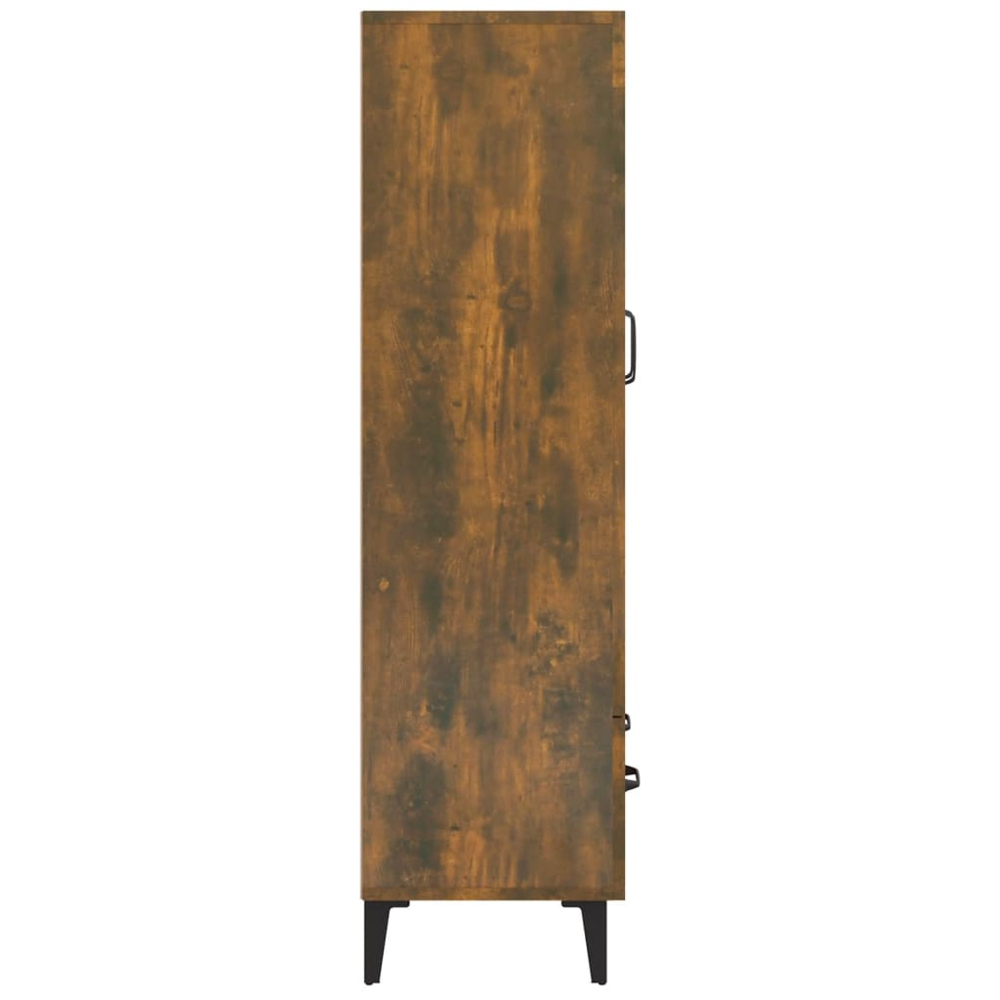 vidaXL 2 Glass Door Single Drawer Smoked Oak Highboard Image 6