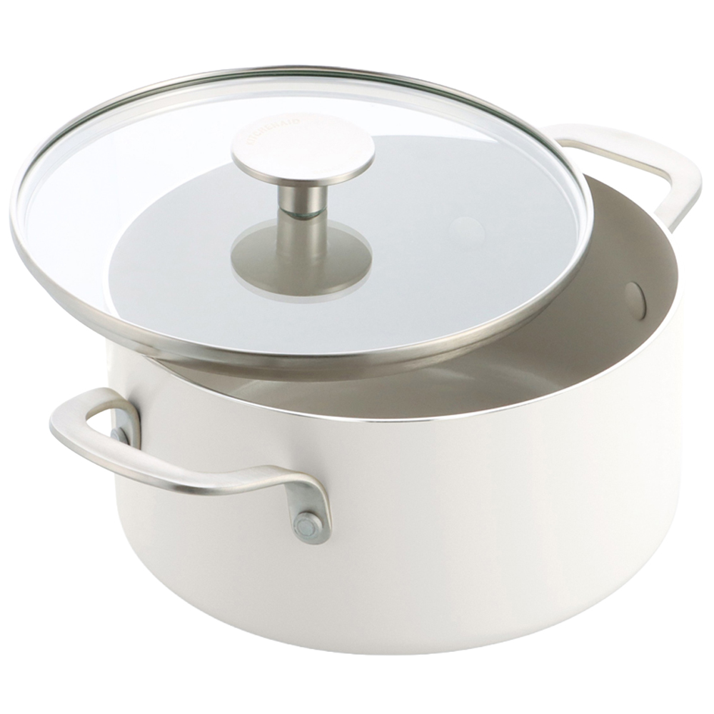 KitchenAid 16cm 1.58L Porcelain White Coloured Aluminium Saucepan with Lid Image 1