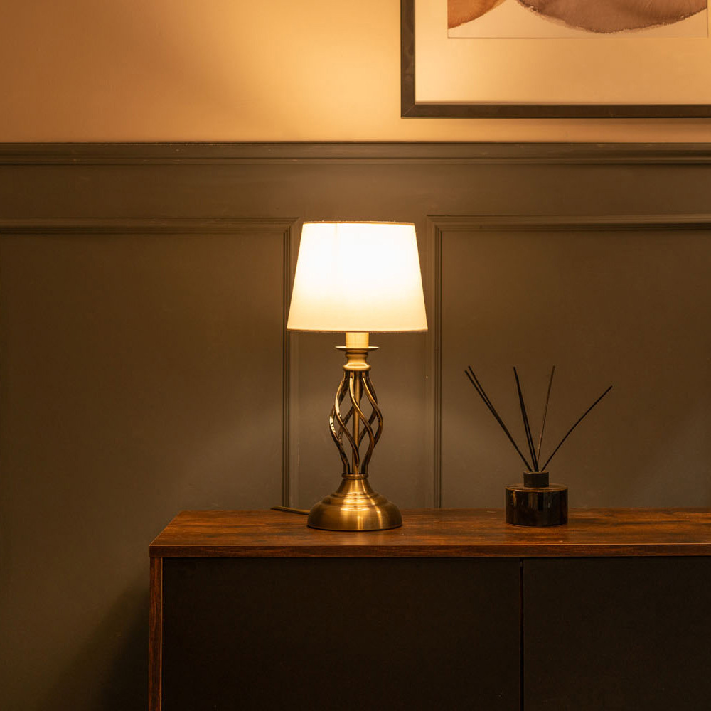 ValueLights Memphis Antique Brass Barley Twist LED Table Lamp Image 4