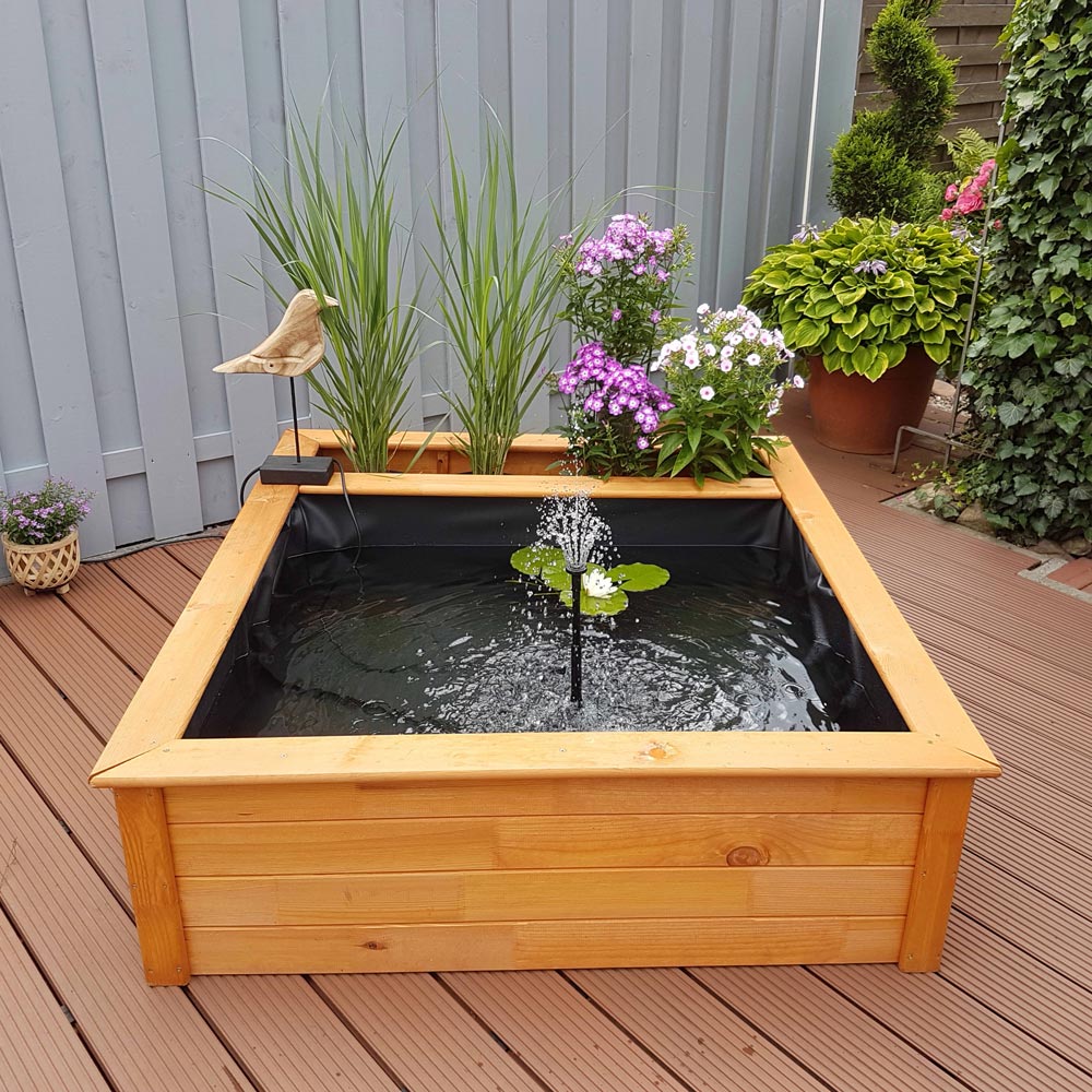 Promax Brown Raised Square Garden Solar Pond kit with Planting Zone Image 2