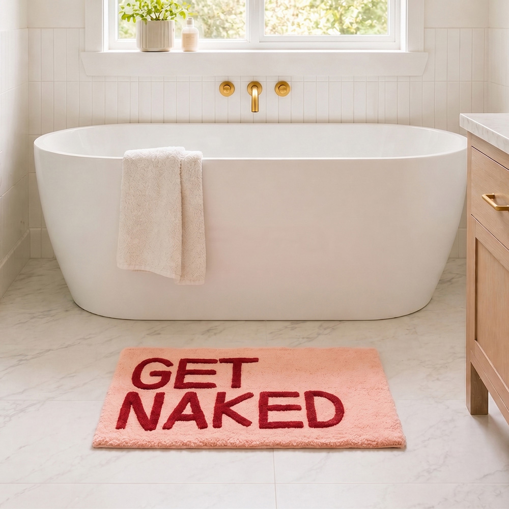Allure Bath Fashions Pink and Red Get Naked Slogan Non-Slip Bath Mat 50 x 80cm Image 6