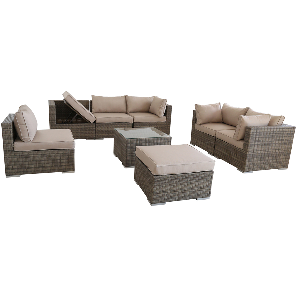 Furniture One 7 Seater Yellow Rattan Modular Outdoor Recliner Sofa Image 2
