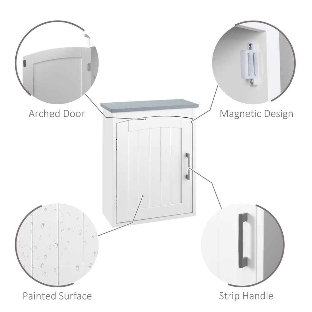 Kleankin Single Door Light Grey Wall Mounted Bathroom Cabinet with Adjustable Shelf Image 8