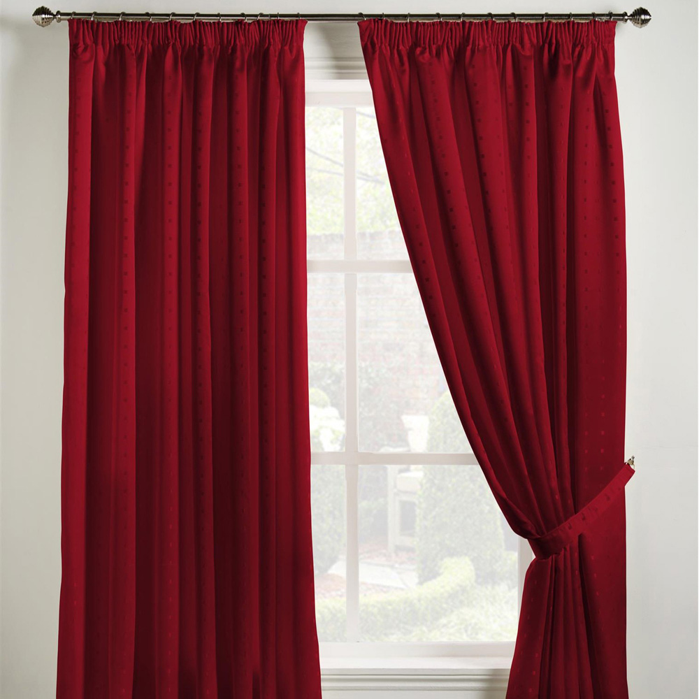 Alan Symonds Madison Red Taped Top Curtains 117 x 137cm Image 2