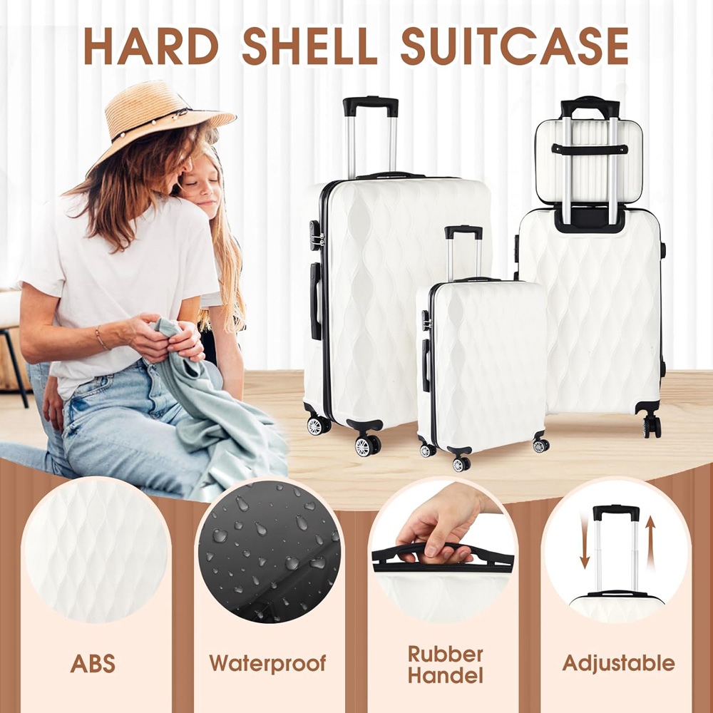 Willowmare 4-Piece White Travel Luggage Set Image 5