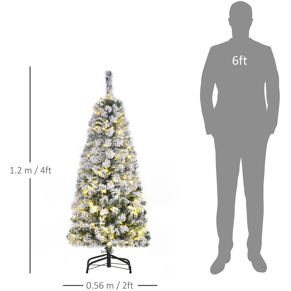 Everglow Warm LED Pre-Lit Snow Flocked Green Artificial Christmas Tree 4ft Image 6