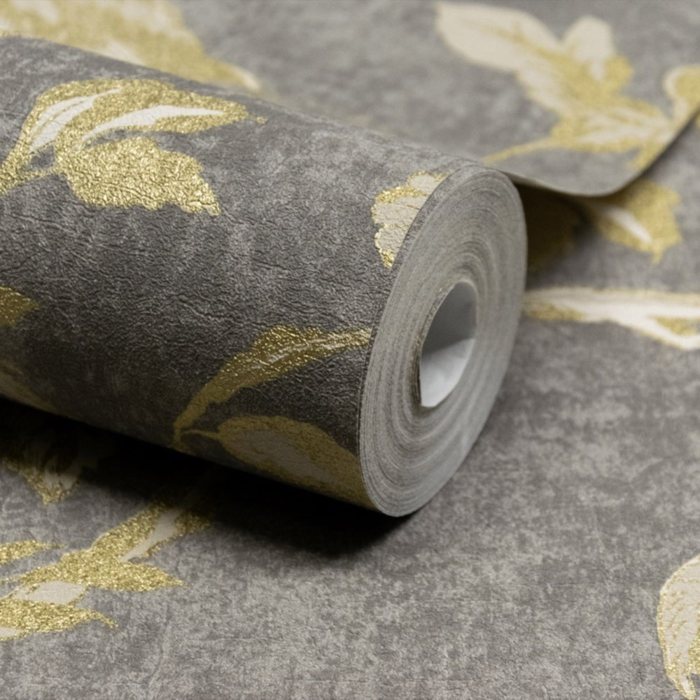 Grandeco Glistening Gold Paradise Charcoal Wallpaper By Paul Moneypenny Image 2