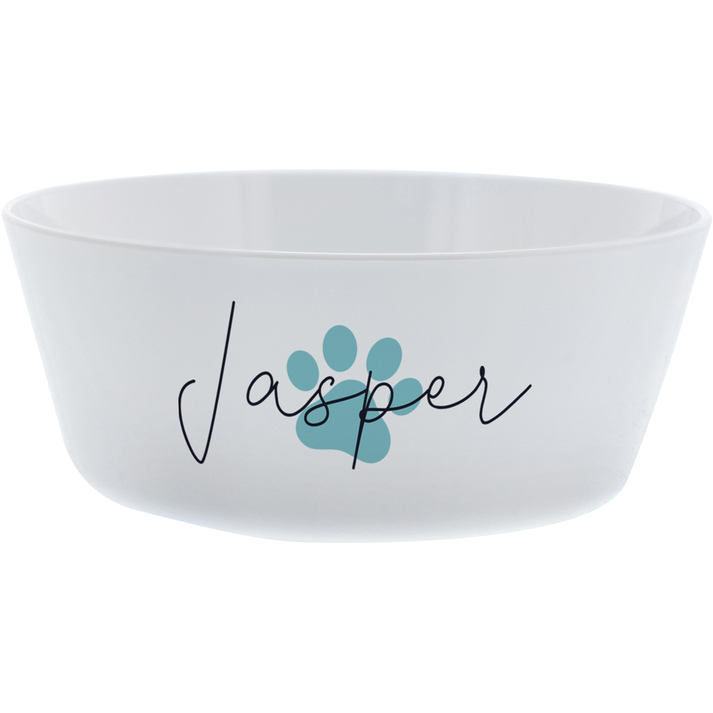 Personalised Memento Blue Paw Print Plastic Cat Bowl Image 1