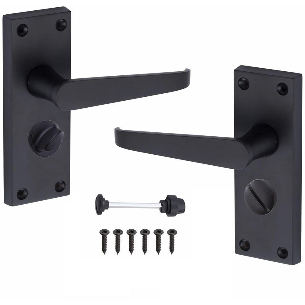 Golden Grace Victorian Straight Matt Black Handles and Latch Set Image 2