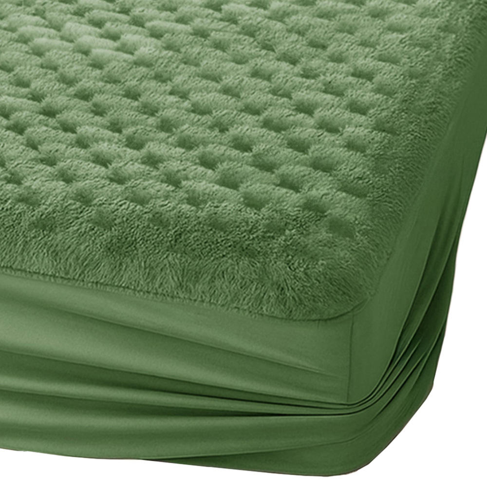 Velosso Super King Size Olive Chunky Popcorn Fitted Sheet Image 1
