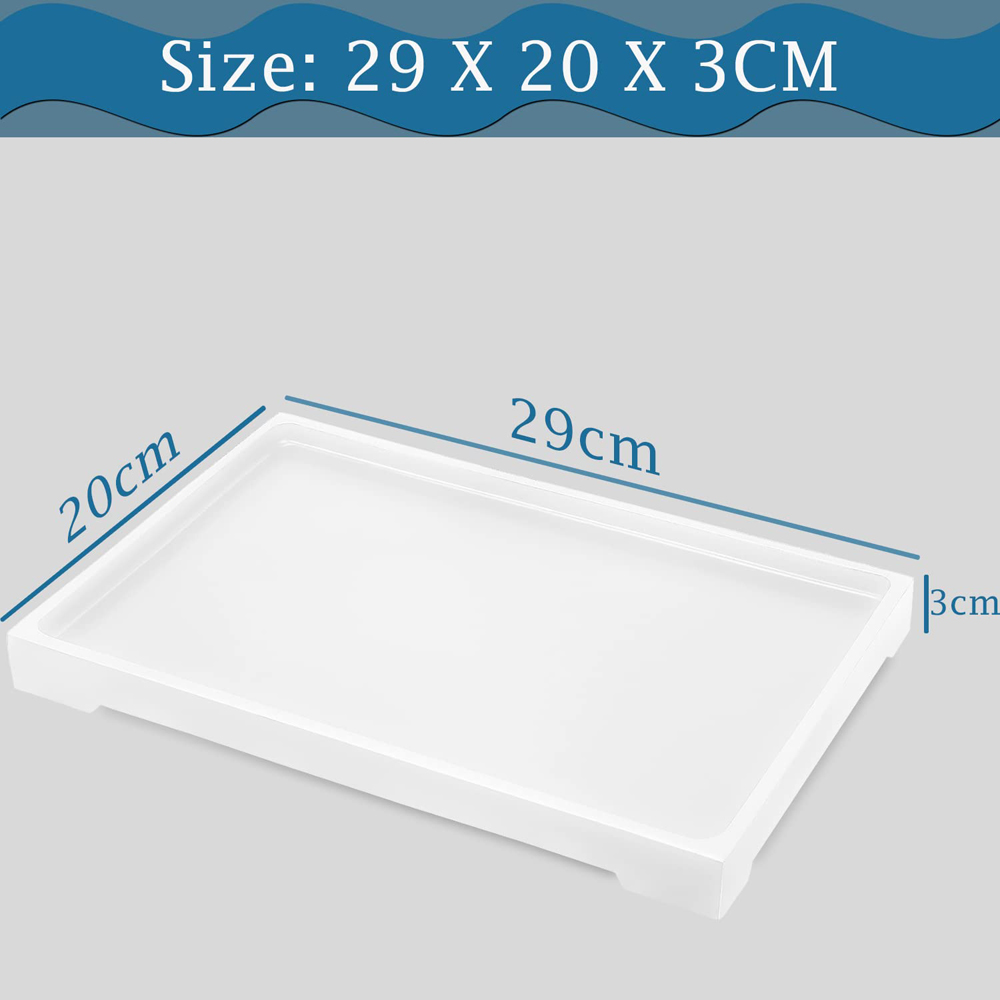ATEK Large White Multi-Purpose Resin Vanity Serving Tray Image 7