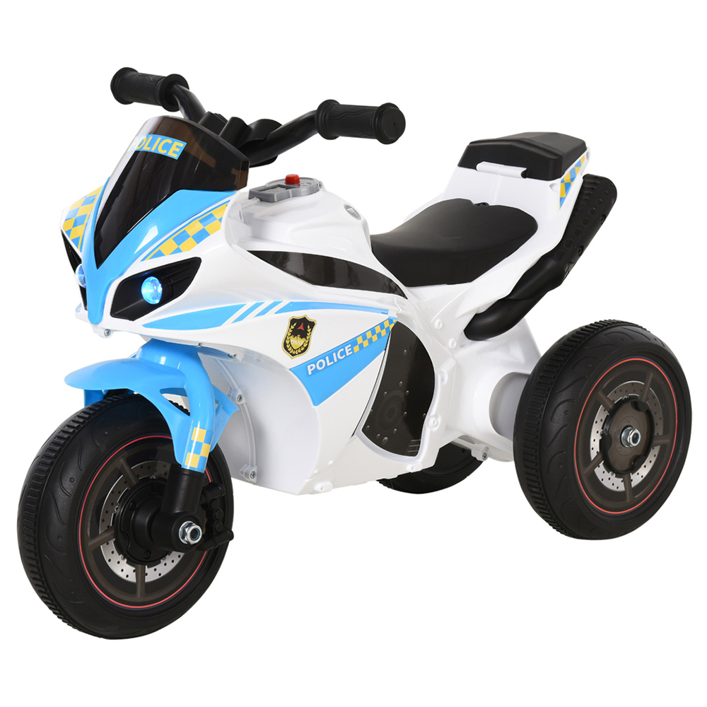 HOMCOM Kids Ride-On Police Bike 3 Wheel Vehicle with Interactive Design Features Image 1