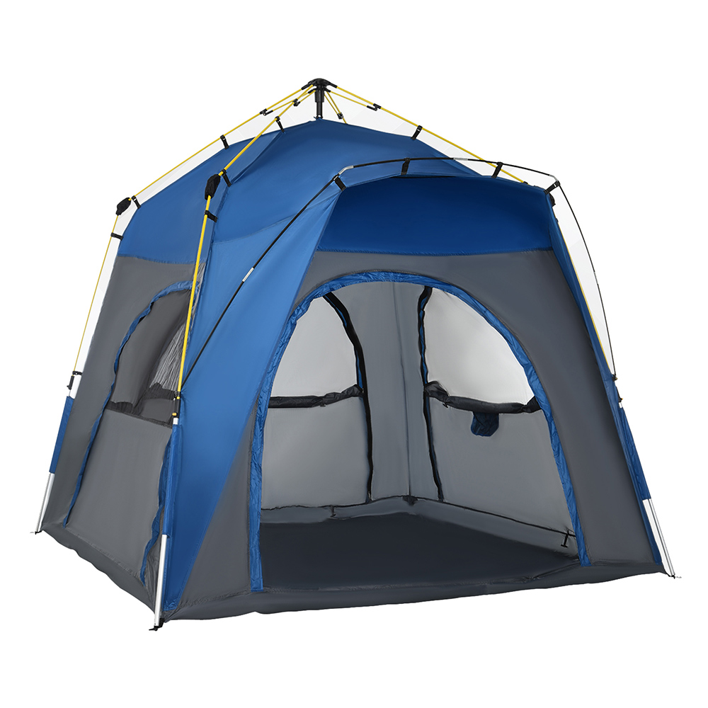 Outsunny 4 Person Pop Up Tent Grey/Blue Image 1