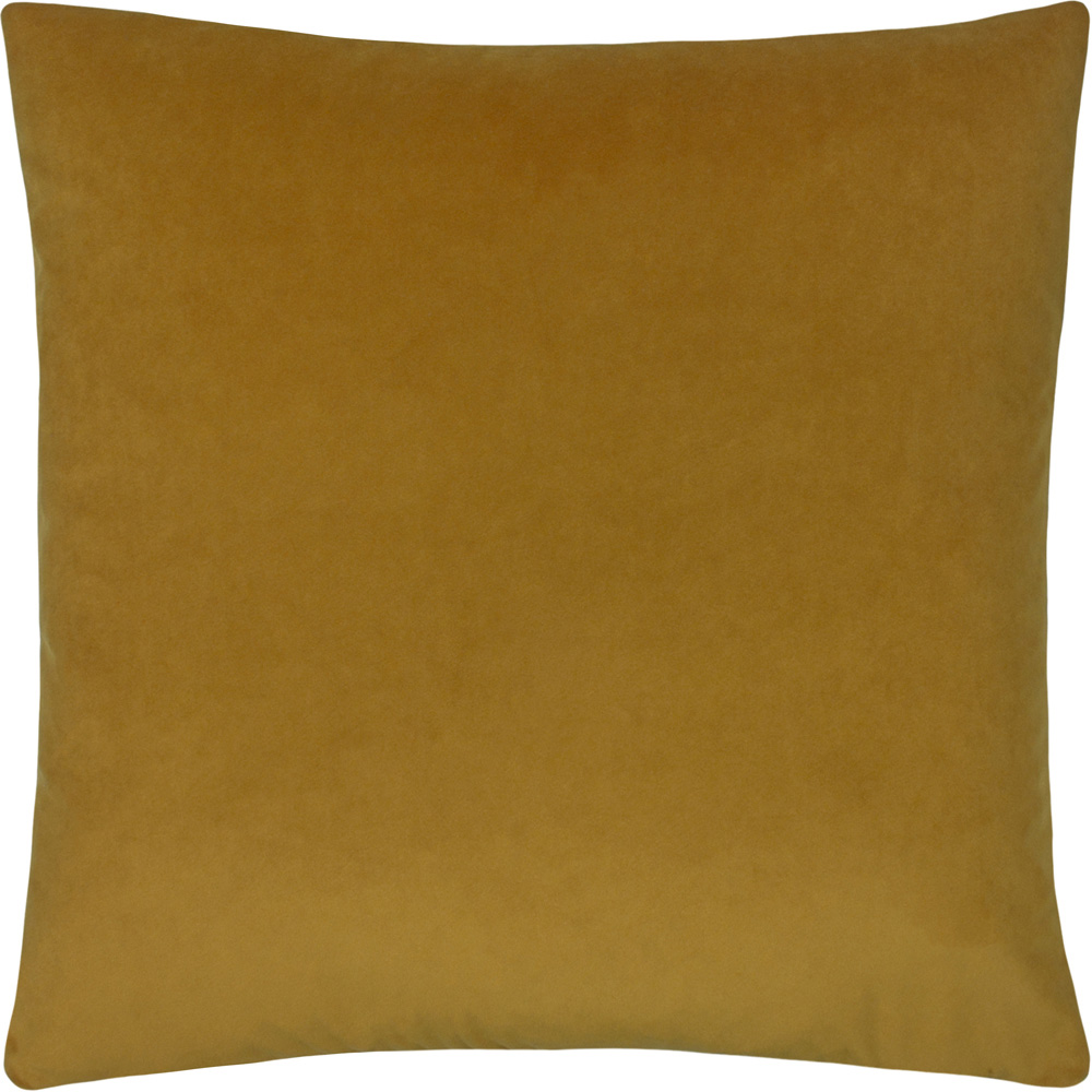 Paoletti Sunningdale Saffron Square Velvet Cushion Image 1