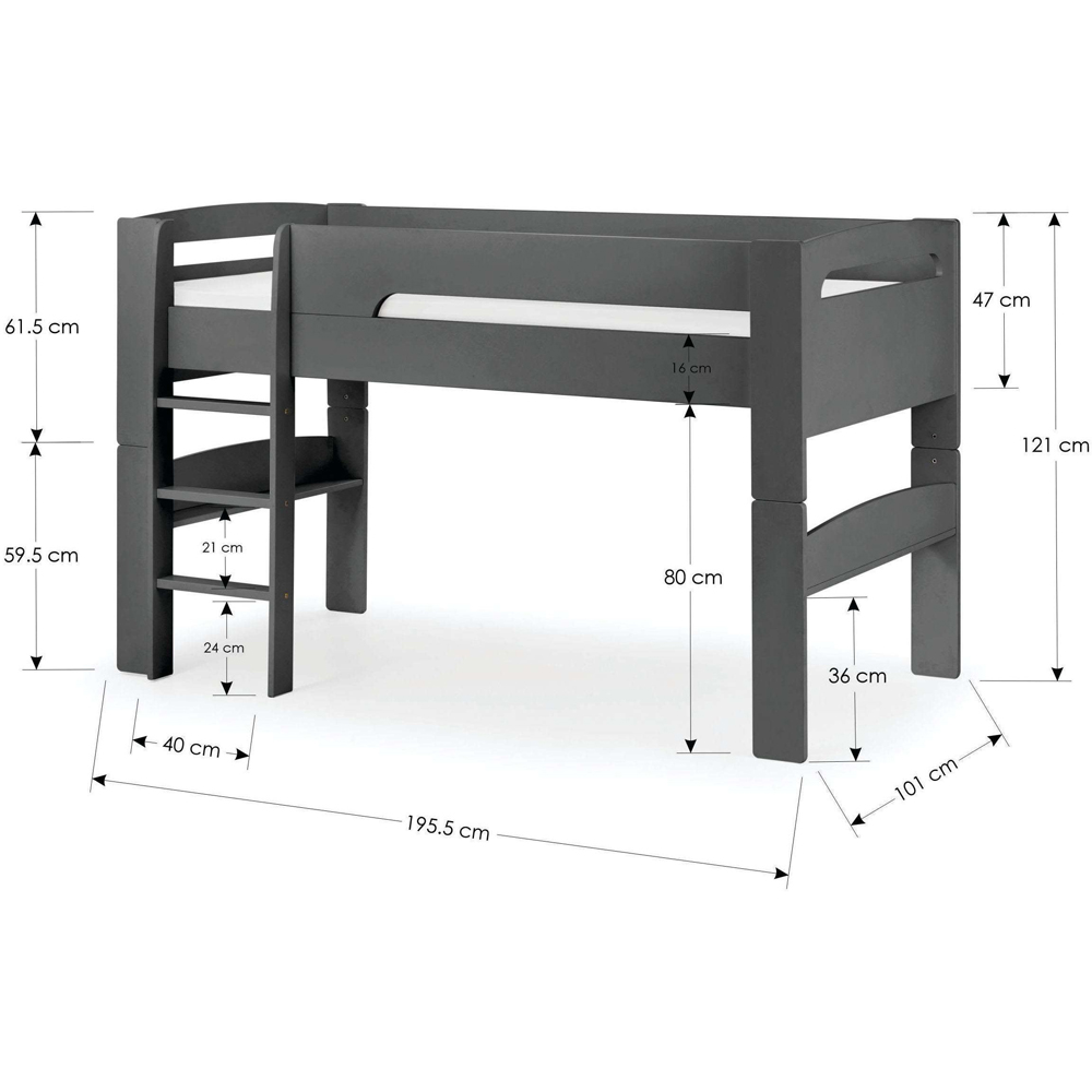 Julian Bowen Pluto Single Anthracite Mid Sleeper Bed with Grey Star Tent Image 7