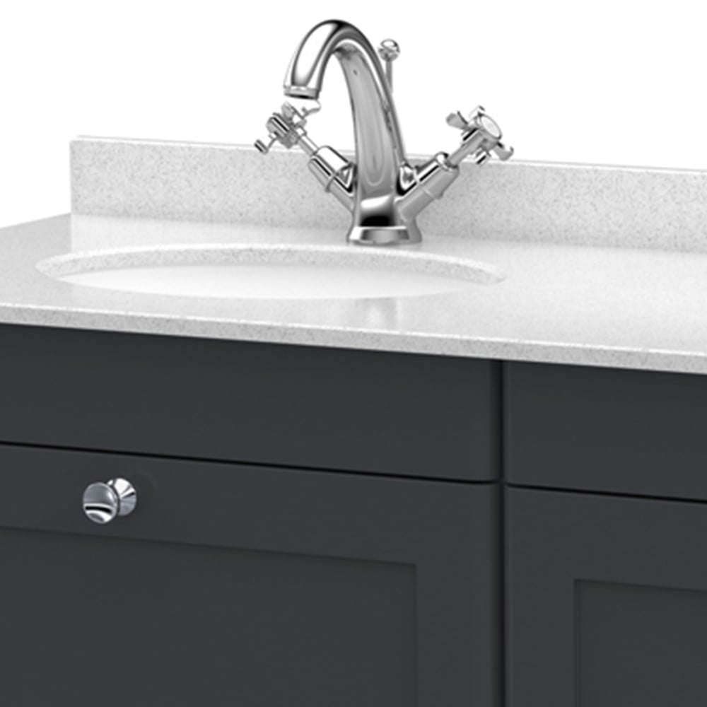 nuie Classique 2 Drawer Soft Black and White Wall Hung Unit and 1 Tap Hole Marble Basin 1200mm Image 2