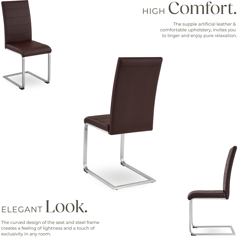 tectake Set of 2 Cappuccino Cantilever High Backrest Dining Chair Image 4