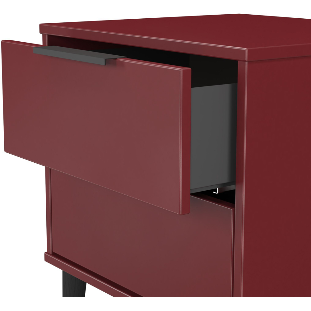Crowndale Hong Kong 2 Drawer Matt Red and Black Compact Bedside Cabinet Ready Assembled Image 6