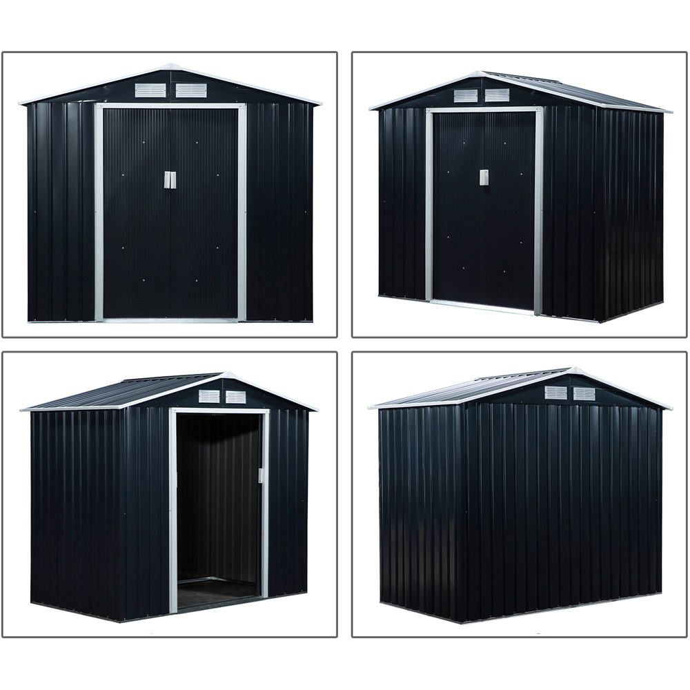 Outsunny 7 x 4ft Dark Grey Steel Apex Garden Shed Image 5