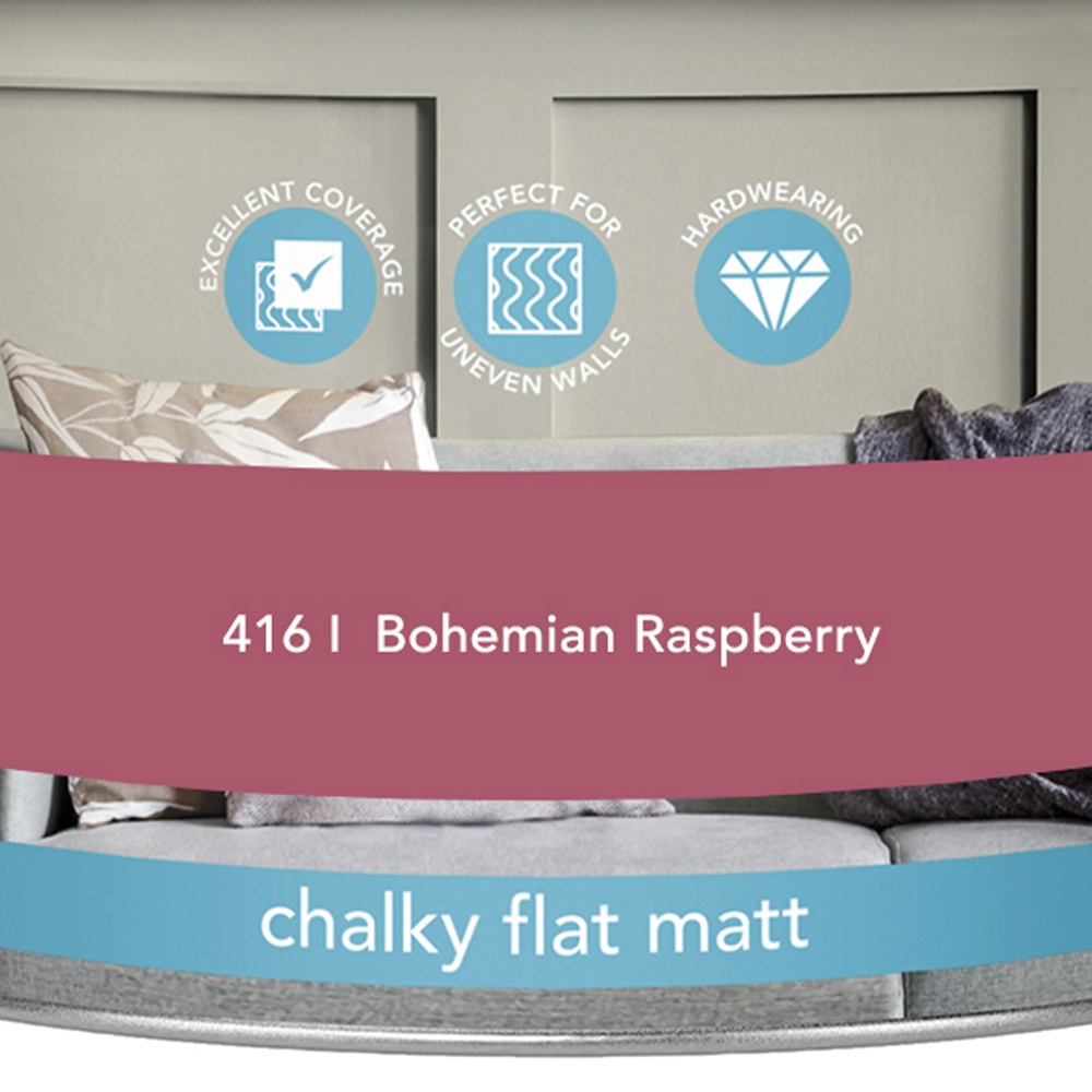 Wilko Flat Matt Bohemian Raspberry Chalky Flat Matt Emulsion Paint 2.5L Image 3