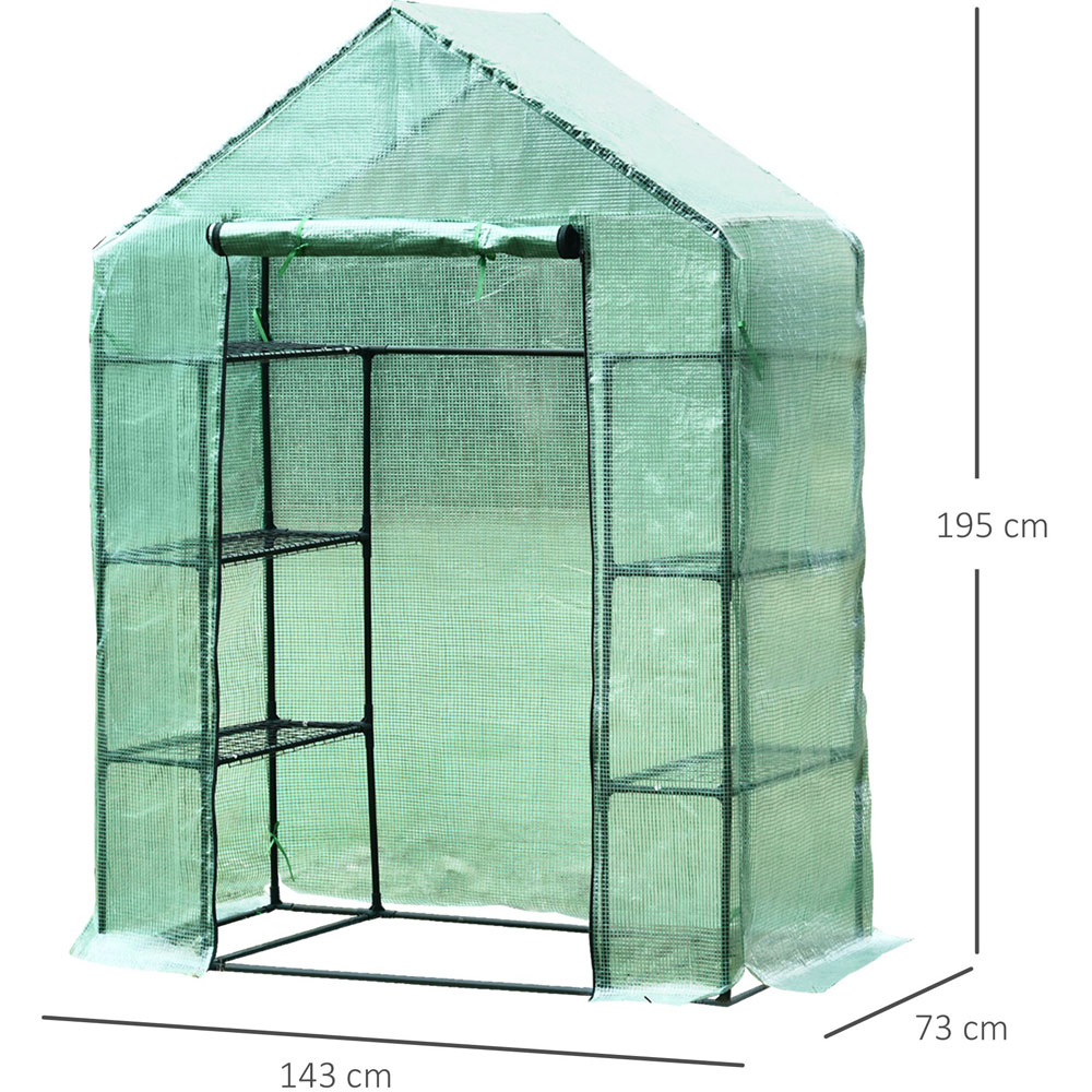 Outsunny Green PE 4.7 x 2.4ft Mini Greenhouse with Shelves Image 8