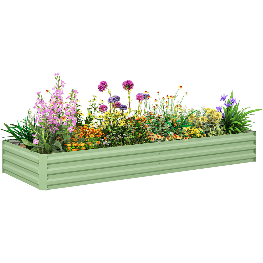Outsunny Light Green Galvanised Metal Raised Garden Bed 30 x 90.5 x 241cm Image 1