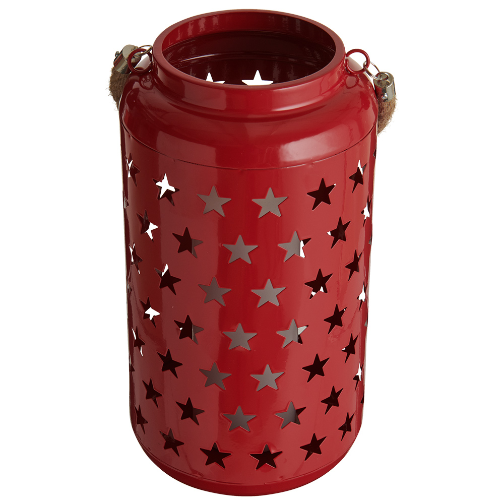 Wilko Perennial Red Metal Lantern Image 3