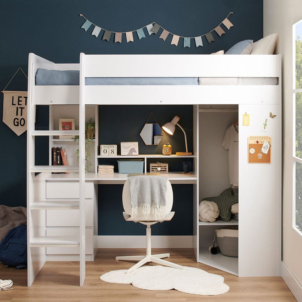 Flair Harper Single High Sleeper Bed with Desk Wardrobe and Storage Image 1